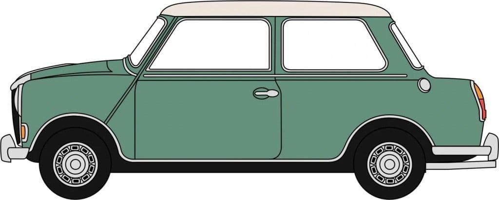 Oxford 76RE003 Riley Elf Cumberland Green/Old Englsh White 1/76 Scale