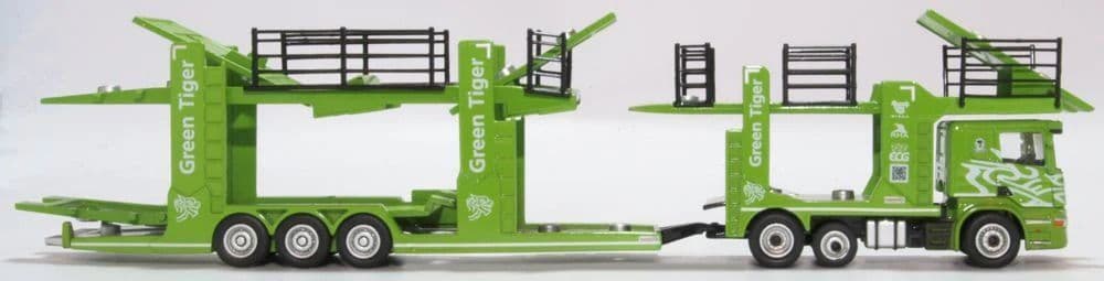 Oxford 76SCT004 Scania Car Transporter Green Tiger*LAST FEW*