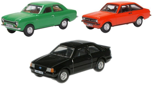 Oxford 76SET70 Ford Escort Set Mk1/Mk2/XR3i (3 Piece) - 1/76 Scale, OO Gauge