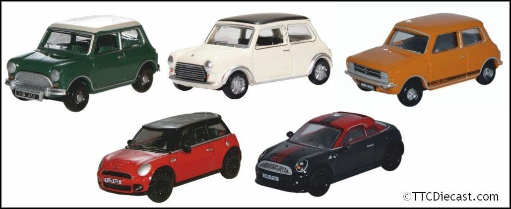 Oxford 76SET79 Mini Set Classic/Cooper S/1275GT/New /Coupe 5 Piece 1/76 Scale