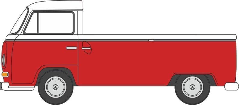 Oxford 76VW033 VW Bay Window Pick Up Poppy Red/White 1/76 Scale
