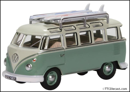 Oxford 76VWS005 VW T1 Samba Bus/Surfboards Turquoise/Blue - 1/76 Scale, OO Gauge
