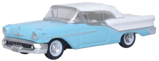 Oxford 87OC57002 Oldsmobile 88 Convertible 1957 (Roof Up) - Banff Blue/Alcan White - 1/87 Scale