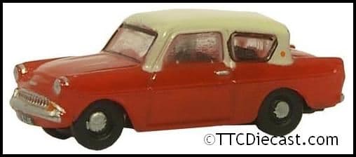 Oxford N105001 Ford Anglia - Maroon/Cream - N Gauge