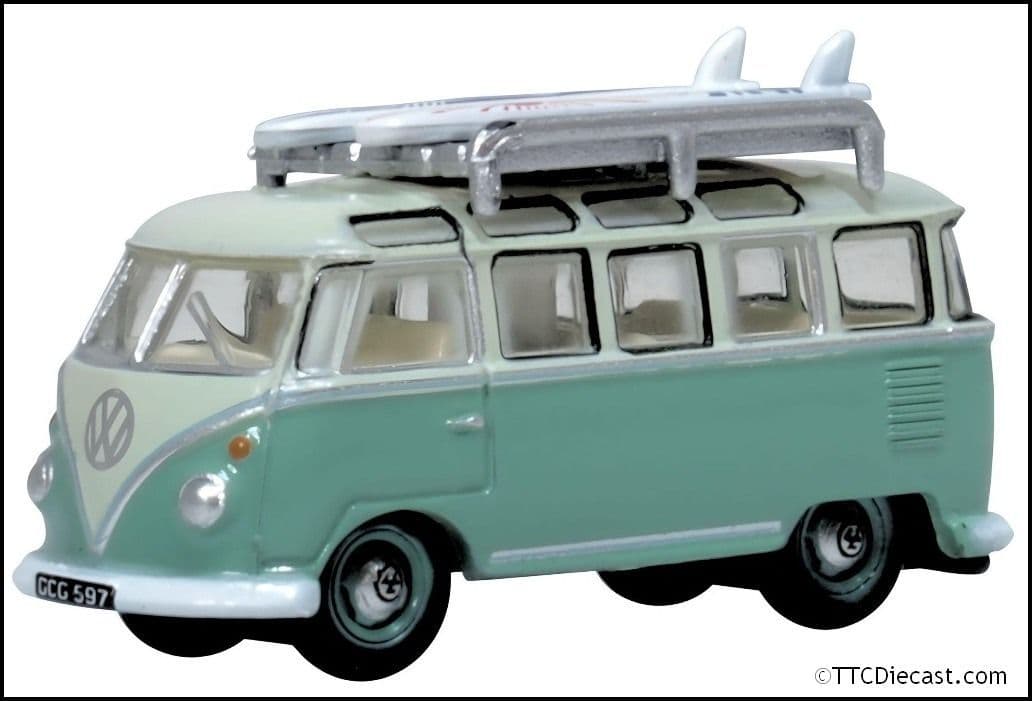 Oxford NVWS005 VW T1 Samba Bus Turquoise/Blue White 1/148 Scale
