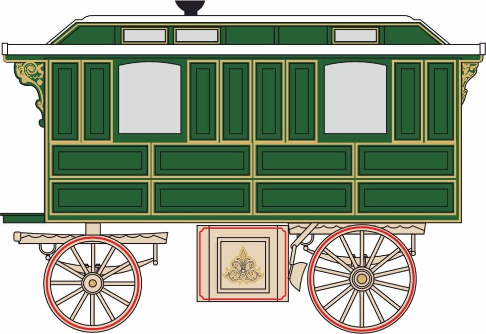 Oxford SLW001 Showmans Living Wagon Green/Cream 1/87 Scale