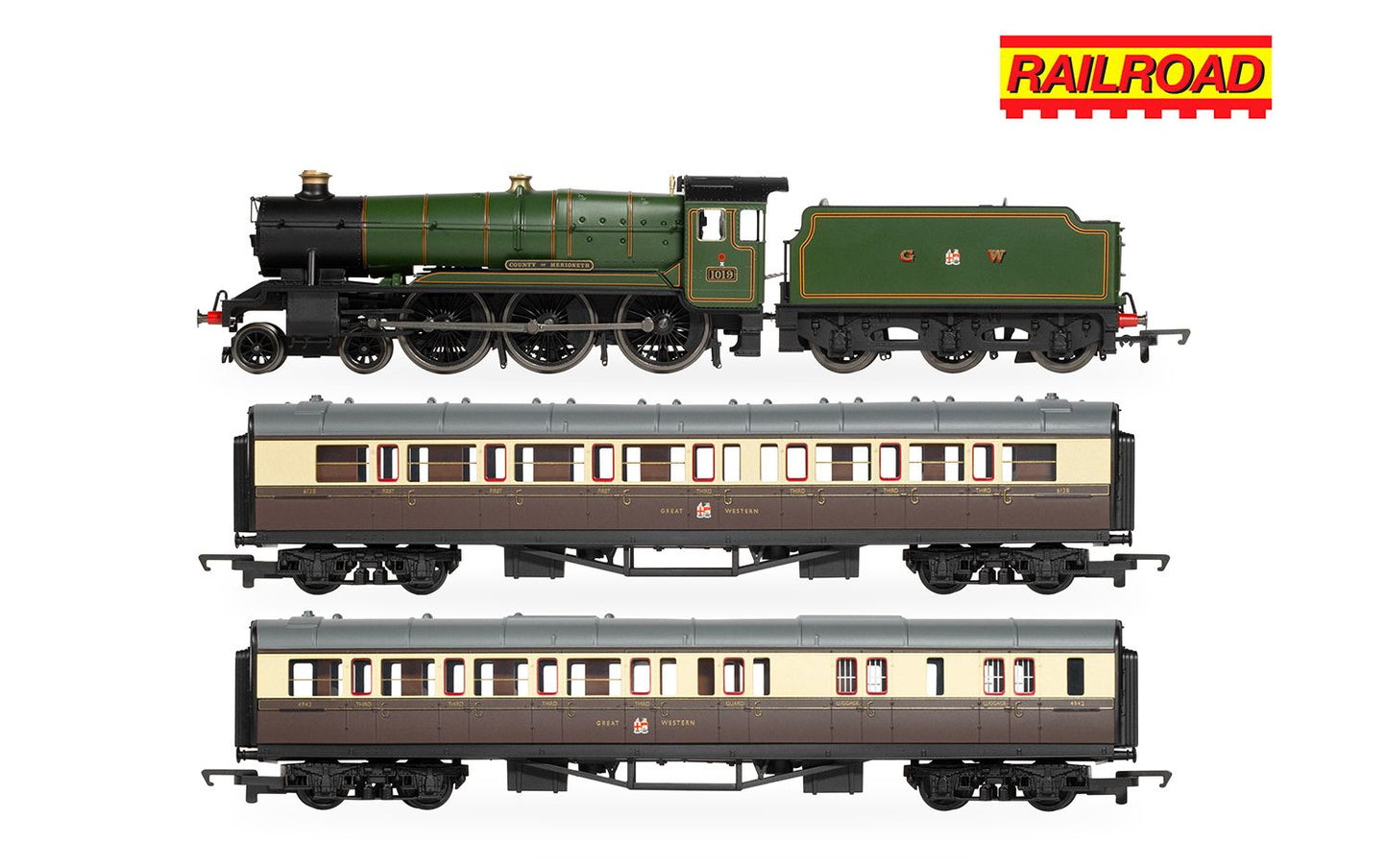 Hornby R30376 RailRoad GWR, Class 1000, 'County of Merioneth' Train Pack - Era 3, OO Gauge