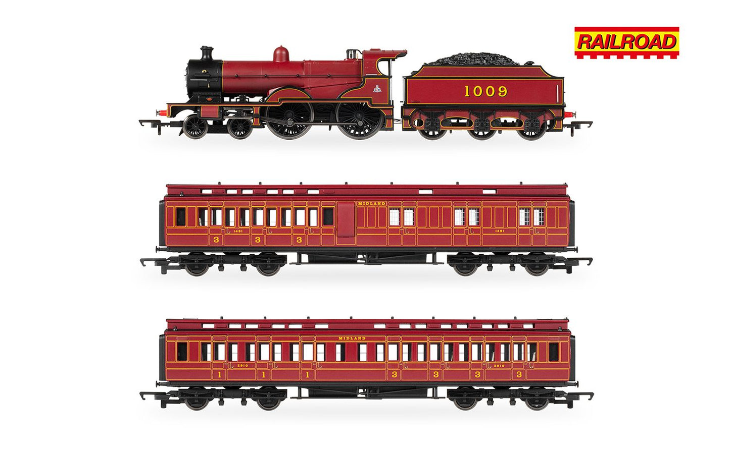 Hornby R30377 RailRoad MR Class 4P Compound Train Pack - Era 3, OO Gauge