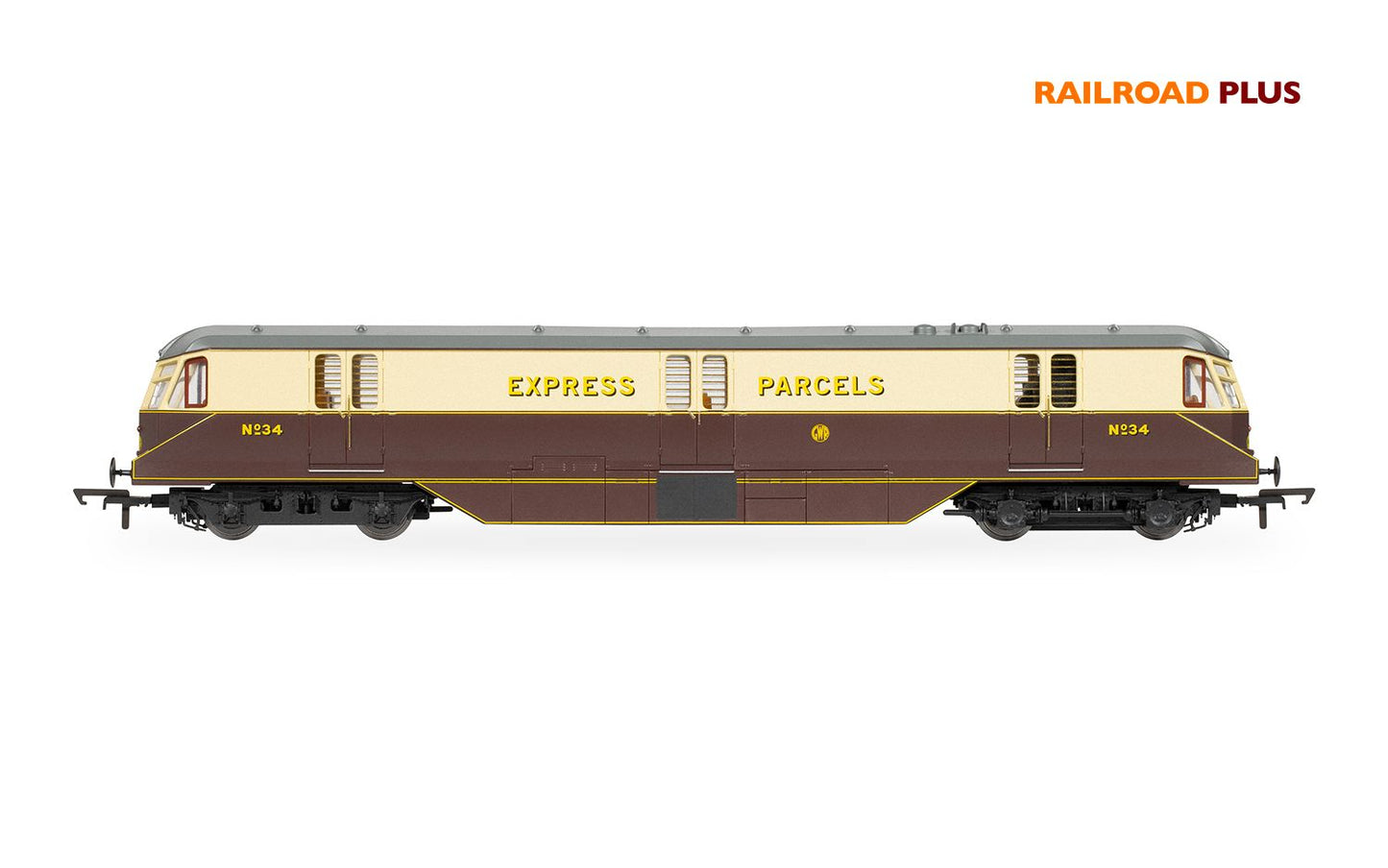 Hornby R30384 RailRoad Plus GWR, Bo-Bo, No. 34 Parcels Car, Era 3, OO Gauge