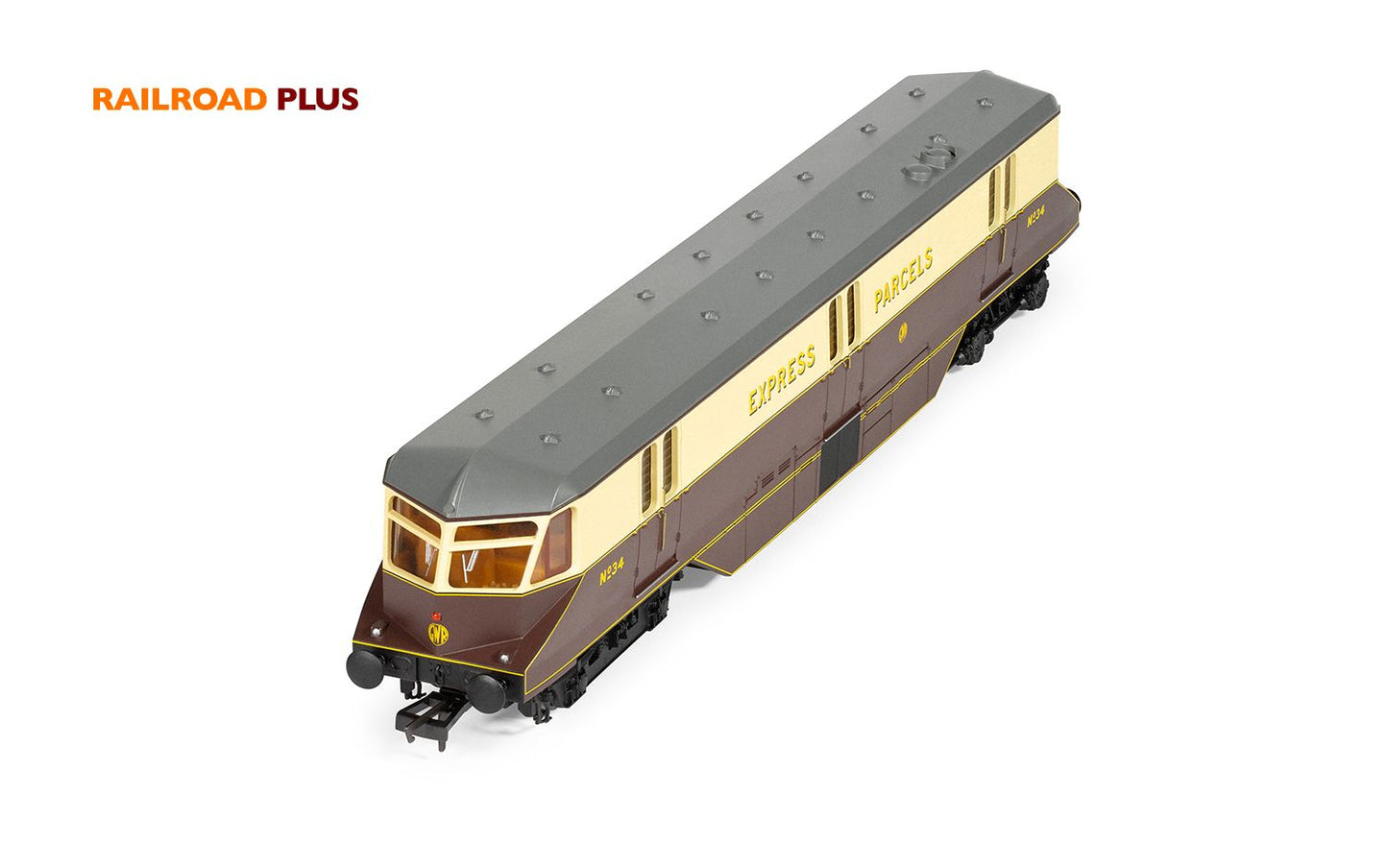 Hornby R30384 RailRoad Plus GWR, Bo-Bo, No. 34 Parcels Car, Era 3, OO Gauge