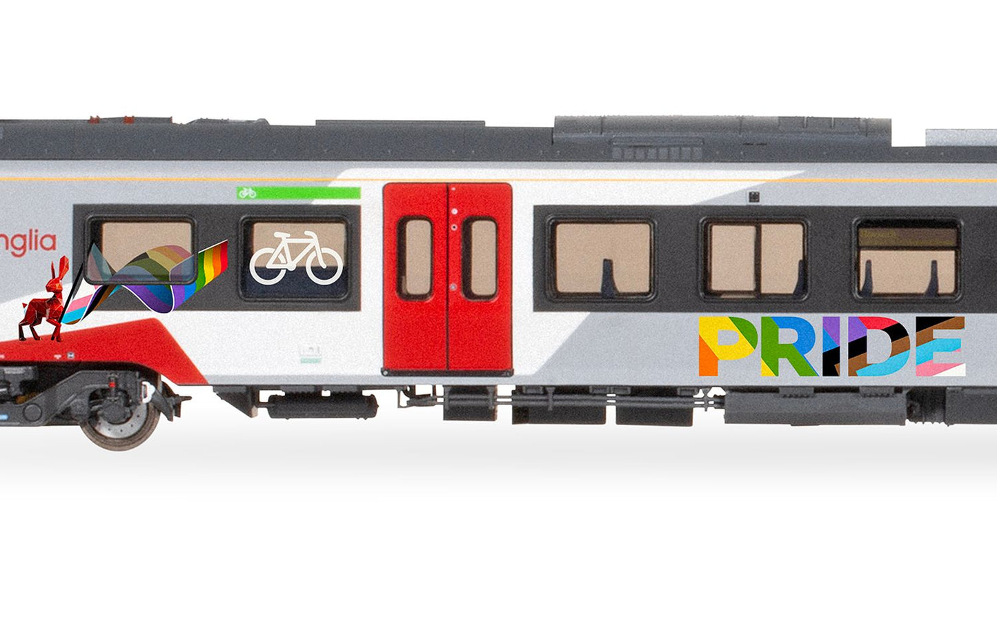 Hornby R30446 Greater Anglia Class 755-4 FLIRT 4 Car Pride Livery Train Pack, OO Gauge