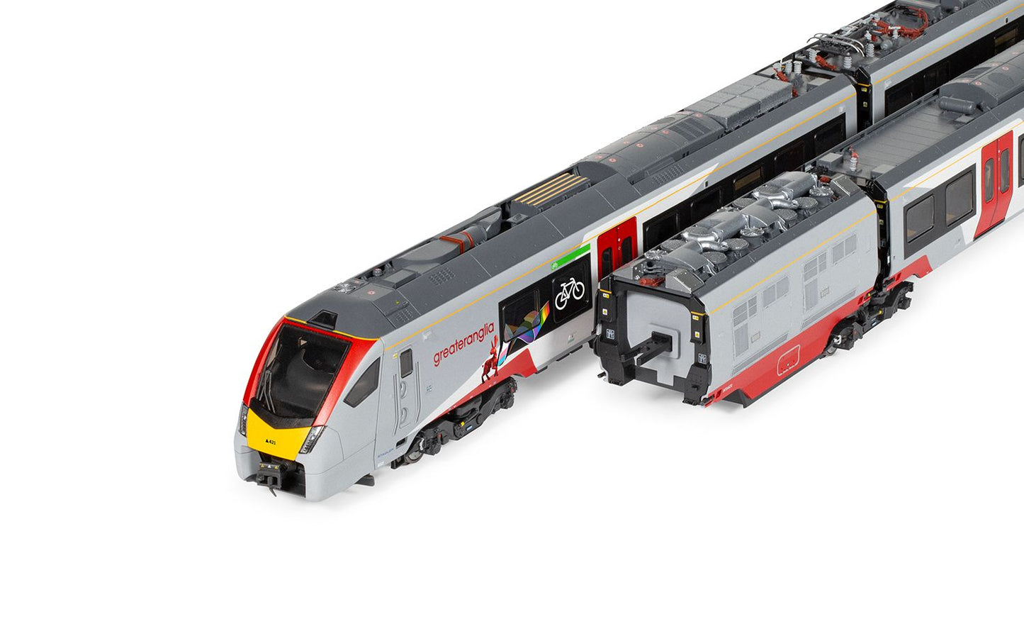 Hornby R30446 Greater Anglia Class 755-4 FLIRT 4 Car Pride Livery Train Pack, OO Gauge