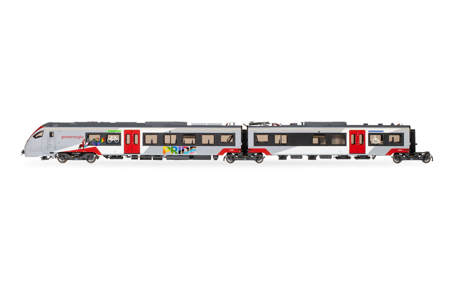 Hornby R30446 Greater Anglia Class 755-4 FLIRT 4 Car Pride Livery Train Pack, OO Gauge