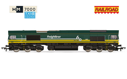 Hornby R30531TXS RailRoad Freightliner Class 66 Freightliner 60 66601 - DCC Sound Fitted OO Gauge