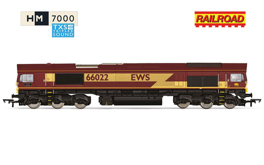 Hornby R30532TXS RailRoad EWS Class 66 Lafarge Charnwood 66022 - Sound Fitted OO Gauge