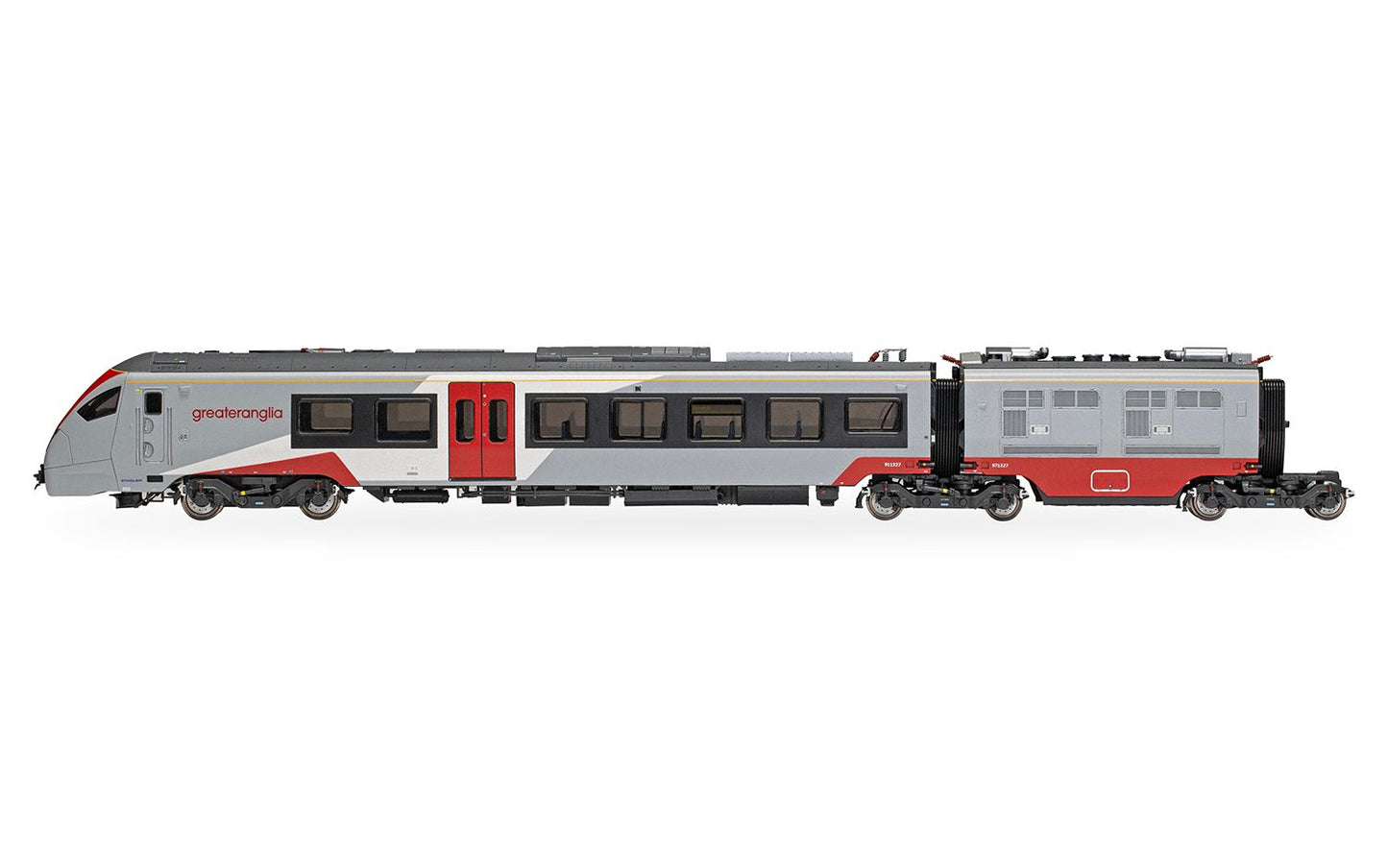 Hornby R3963 Greater Anglia, Class 755/3 'Flirt' 3 Car Train Pack 755327 - Era 11, OO Gauge
