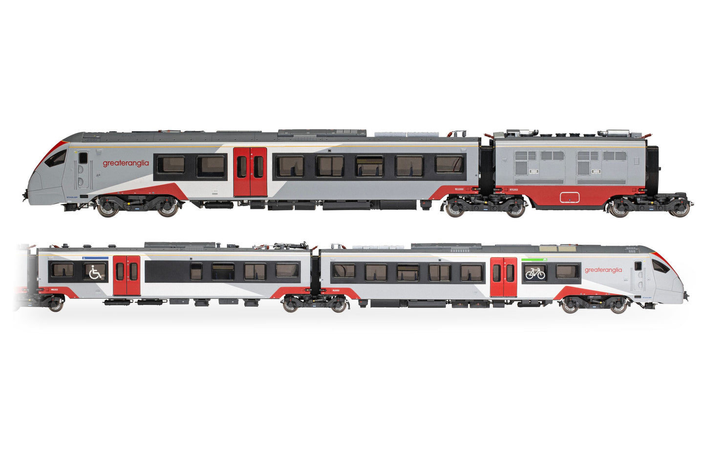 Hornby R3963A Greater Anglia, Class 755/3 'Flirt' 3 Car Train Pack 755332 - Era 11, OO Gauge