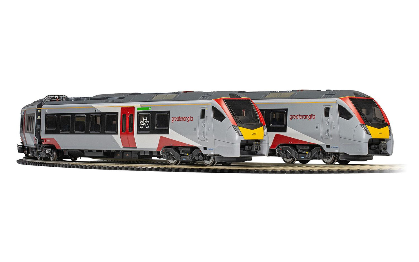 Hornby R3963A Greater Anglia, Class 755/3 'Flirt' 3 Car Train Pack 755332 - Era 11, OO Gauge