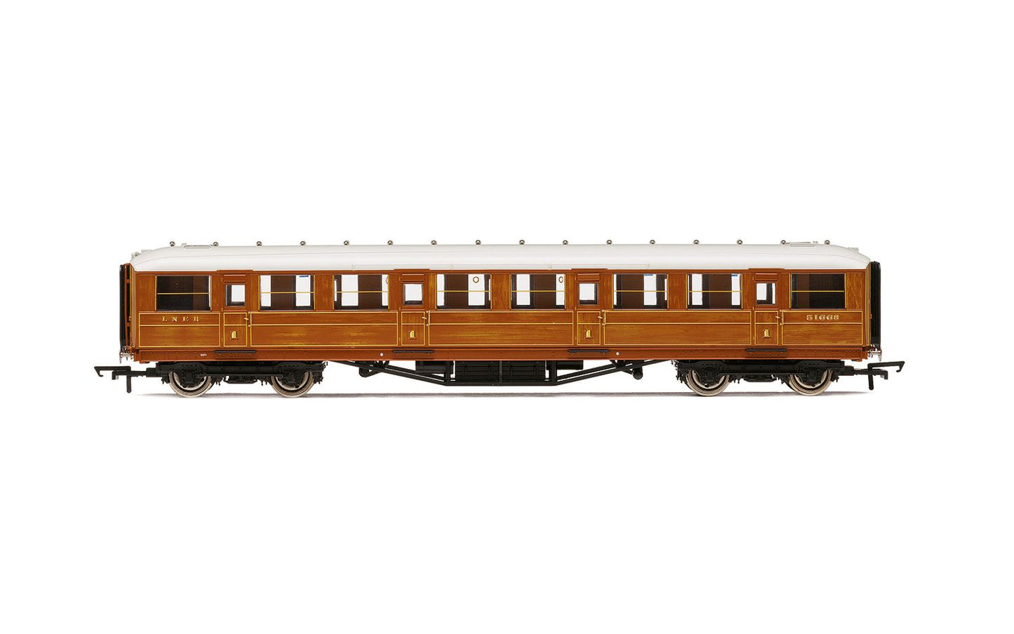 Hornby R40452 LNER Gresley Corridor Teak Coaches 1st Class 51668, OO Gauge