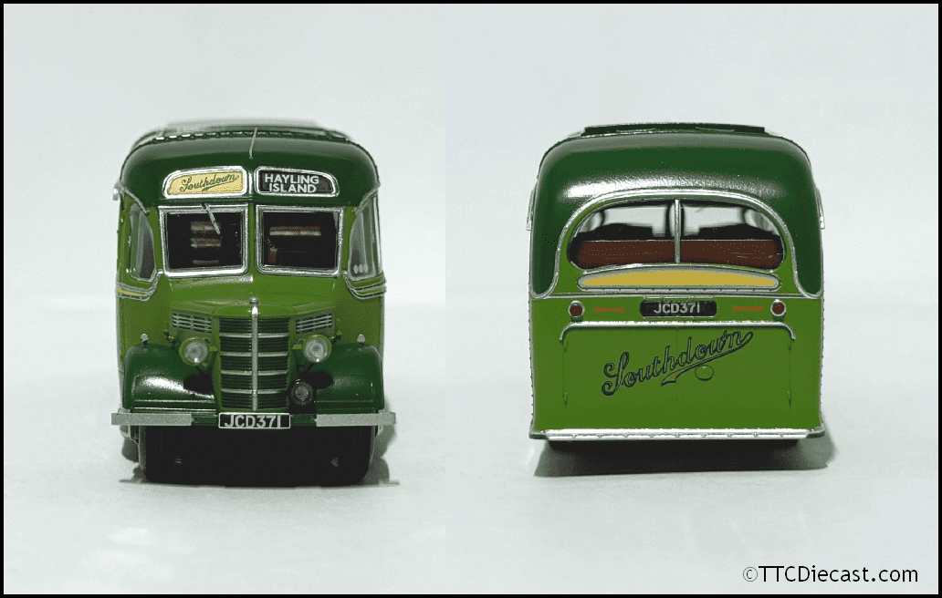 Rapido 920011 Bedford OB Duple Vista, Southdown, TTCDIECAST EXCLUSIVE, 1:76 Scale