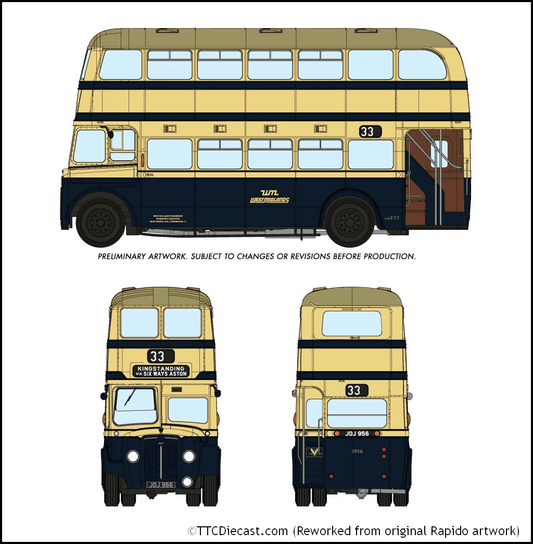 Rapido 900008, New Look Guy Arab IV, Birmingham City Transport, 2956, 33 Kingstanding Via Six Ways