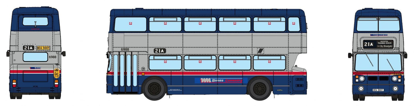 Rapido 901031, Leyland Fleetline WM Blue/Silver, 21A BAGINTON, 1:76 Scale *LAST FEW*