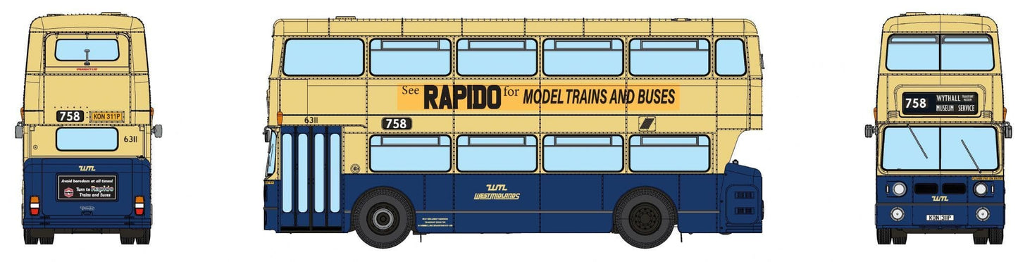 Rapido 901036, Leyland Fleetline 758 WYTHALL TRANSPORT MUSEUM SERVICE, 1:76 Scale *LAST FEW*