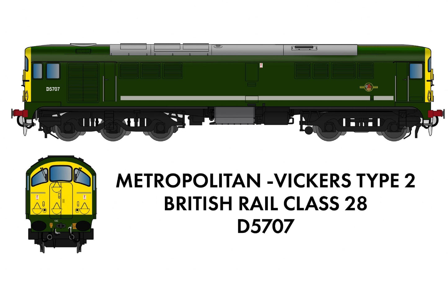 Rapido 905504 Class 28 D5707 BR Green With Full Yellow Ends - DCC SOUND, N Gauge