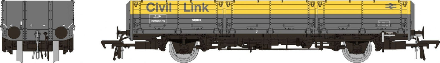 Rapido 915016 BR Open OAA Wagon No. DC100065, Civil Link grey/yellow - OO Gauge