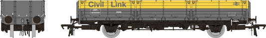Rapido 915016 BR Open OAA Wagon No. DC100065, Civil Link grey/yellow - OO Gauge