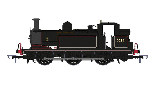Rapido 936011 E1 No. 32151 BR Black (lined no emblem), OO Gauge