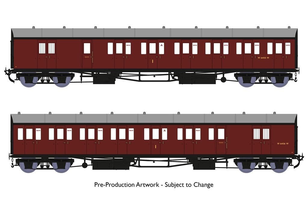 Rapido 946006 Dia E140 B Set No.W6455W & W6456W BR Maroon, OO Gauge
