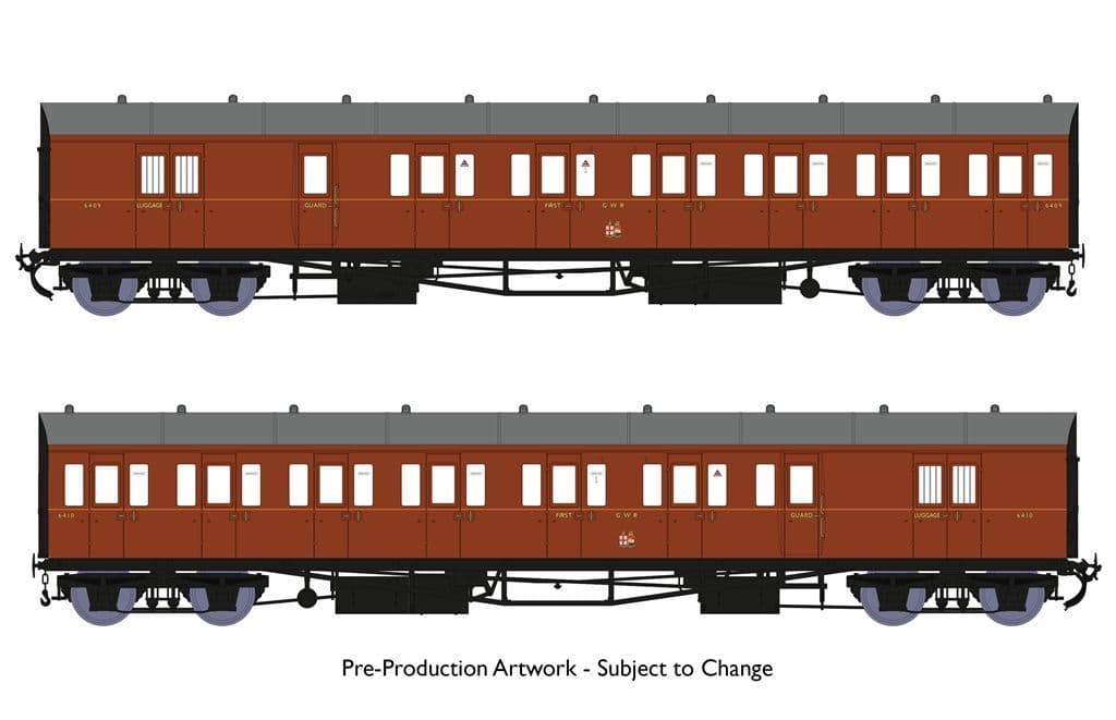Rapido 946009 Dia E140 B Set No.6409 & 6410 GWR Wartime Brown Livery, OO Gauge