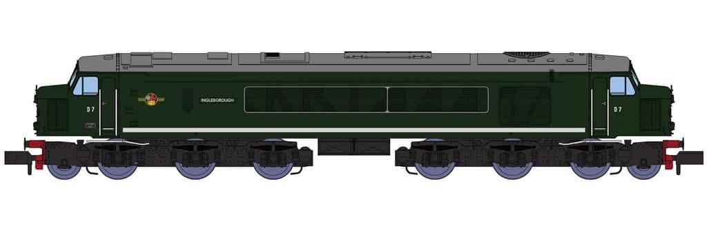 Rapido 948502 Class 44 D7 Ingleborough, original BR green DCC SOUND, N Gauge