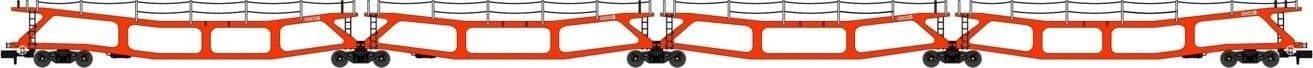 Revolution RT-N-CAR4-103A Quad set Cartic, 4 car carrier, Silcock and Collings orange (set A),  N Gauge