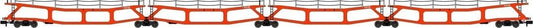 Revolution RT-N-CAR4-103B Quad set Cartic, 4 car carrier, Silcock and Collings orange (set B),  N Gauge