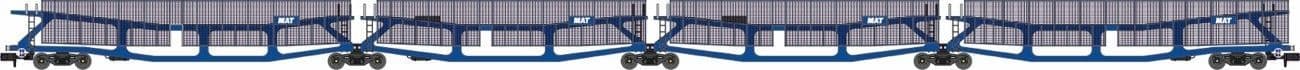 Revolution RT-N-CAR4-136A Quad set Cartic, 4 car carrier, MAT blue with mesh screens (set A),  N Gauge