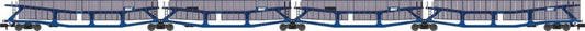 Revolution RT-N-CAR4-136A Quad set Cartic, 4 car carrier, MAT blue with mesh screens (set A),  N Gauge
