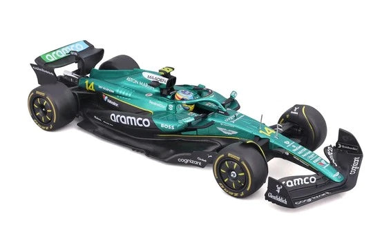 Burago 28070A Aston Martin F1 AMR 25 #14 Fernando Alonso 2025 w/Helmet, 1:24 Scale