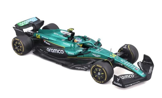 Burago 28070A Aston Martin F1 AMR 25 #14 Fernando Alonso 2025 w/Helmet, 1:24 Scale