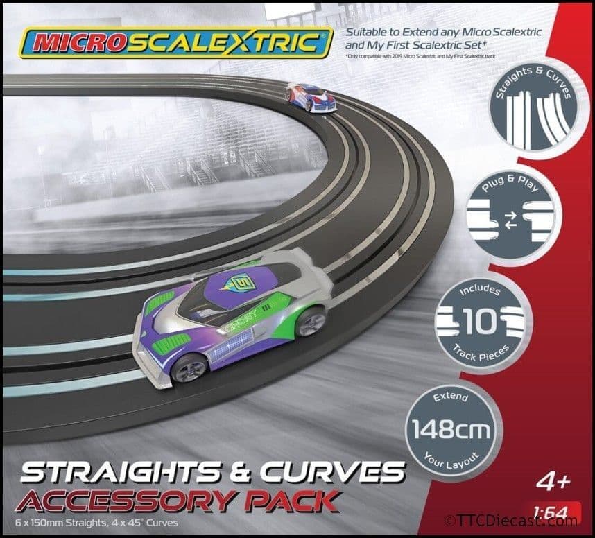 Scalextric G8045 Micro Scalextric Track Extension Pack - Straights & Curves *PRE ORDER £17.99*