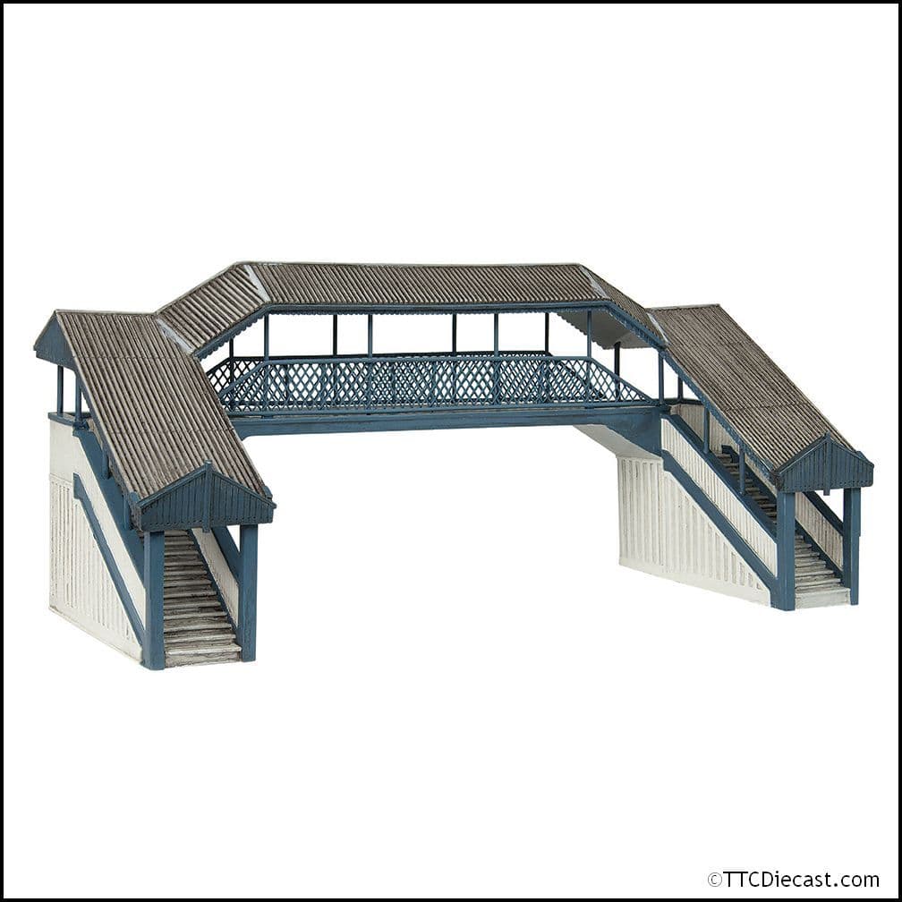 Scenecraft 44-020B Covered Metal Footbridge Blue and Cream, OO Gauge