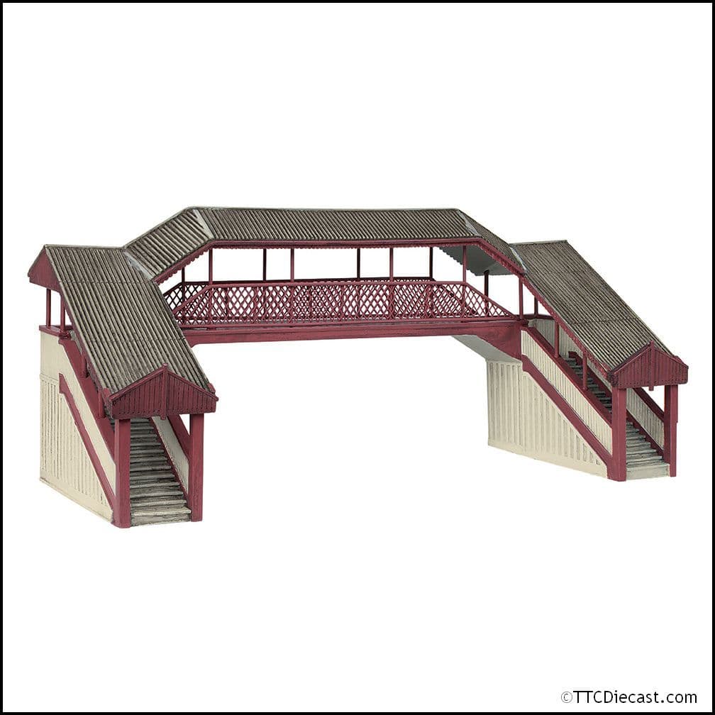 Scenecraft 44-020R Covered Metal Footbridge Red and Cream, OO Gauge