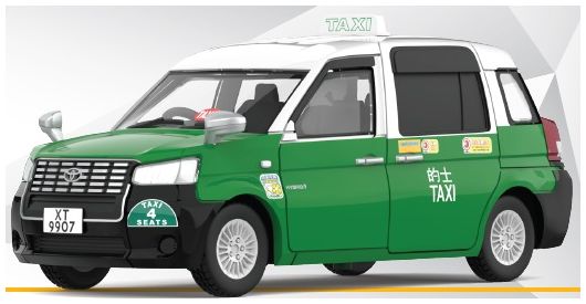 Tiny 66093 Toyota Comfort Hybrid Taxi (New Territories) (XT9907) Green  1:64 Scale *PRE ORDER £18.04*