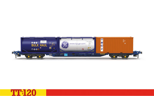 Hornby TT6057 Touax KFA Container Wagon with Tip Tanktainer SCI 20 Container and Bulk Haul Tanktainer TT120 Gauge *PRE ORDER £49.49*