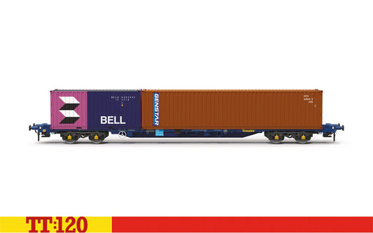 Hornby TT6058 Touax KFA Container Wagon with Bell 20 Container and Genstar 40 Container TT120 Gauge *PRE ORDER £49.49*
