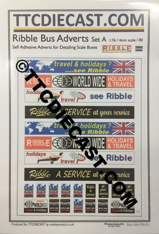 TTCDECALSRIBBLEA - RIBBLE BUS DECAL SET A