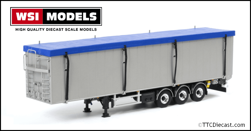 Wsi 03-1067 Bulthuis Cargo Floor Trailer, Silver with Blue Roof, 1/50 Scale