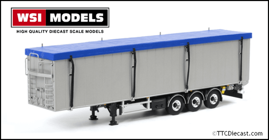 Wsi 03-1067 Bulthuis Cargo Floor Trailer, Silver with Blue Roof, 1/50 Scale