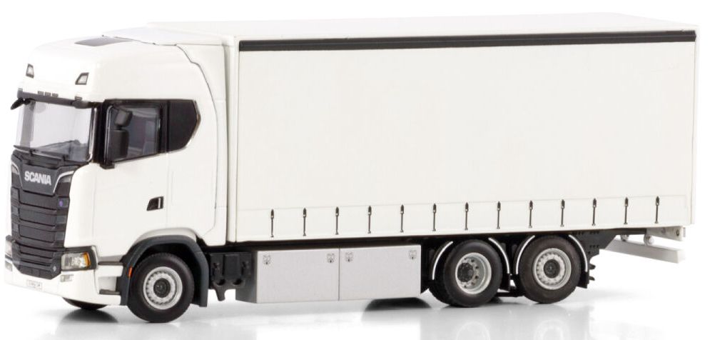WSI 03-1010 Scania S Highline CS20H Riged Curtainside Truck 6x2 TAG Axle White Line  1:50 Scale